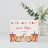 Herfst Pumpkins Bewaar onze datum Aankondigingskaart (Staand voorkant)