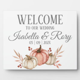 Herfst Pumpkins Bouquet Wedding Tabletop Sign Fotoplaat