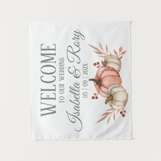  Herfst Pumpkins Bouquet Wedding Wandkleed (Voorkant)