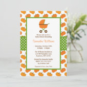 Herfst Pumpkins Carriage Baby Shower Invitations Kaart (Staand voorkant)