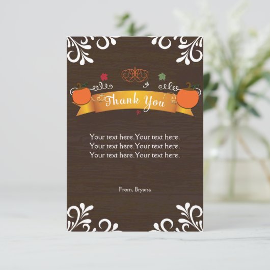 Herfst Pumpkins & Dark Wood Hartelijk dank Bedankkaart (Staand voorkant)