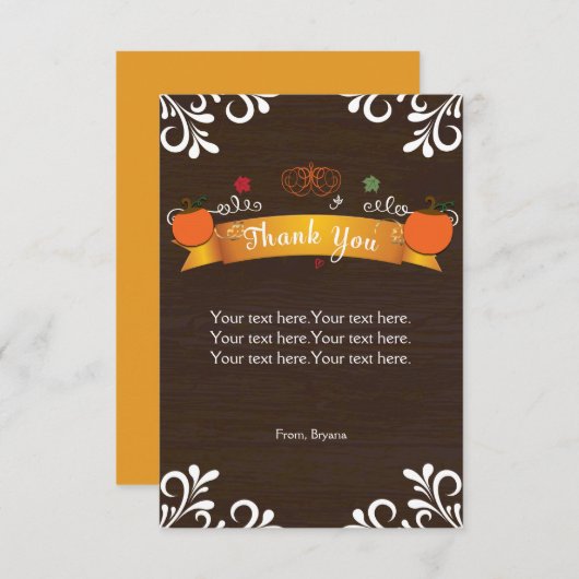 Herfst Pumpkins & Dark Wood Hartelijk dank Bedankkaart (Voorkant / Achterkant)