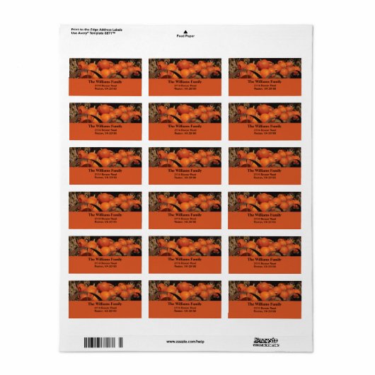 Herfst Pumpkins Etiket (Full Sheet)