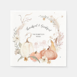 Herfst Pumpkins Floral Waterverf Dankjewel Servet