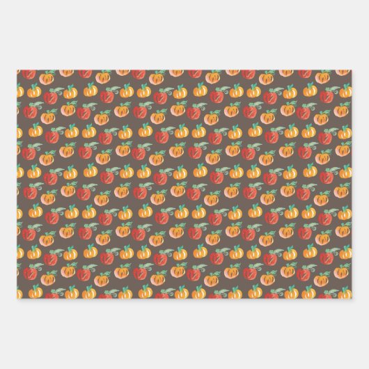 Herfst Pumpkins Hand Painted Oranje Green Inpakpapier Vel (Voorkant 3)