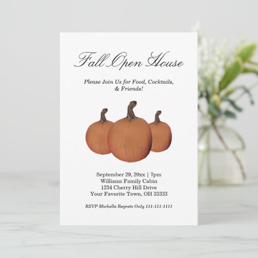 Herfst Pumpkins Harvest Open House Invitation Kaart (Staand voorkant)
