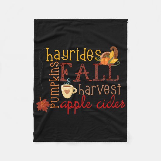 Herfst Pumpkins Hayrides Harvest Apples Ciders Aut Fleece Deken (Voorkant)