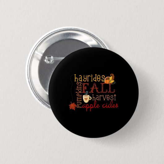 Herfst Pumpkins Hayrides Harvest Apples Ciders Aut Ronde Button 5,7 Cm (Voorkant /achterkant)