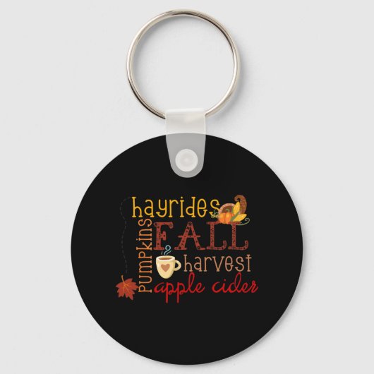 Herfst Pumpkins Hayrides Harvest Apples Ciders Aut Sleutelhanger (Voorkant)