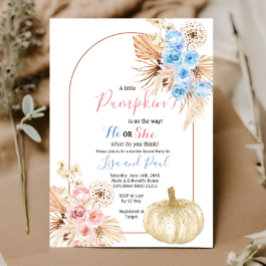 Herfst Pumpkins Hij of zij Gender Reveal Invitatio Kaart