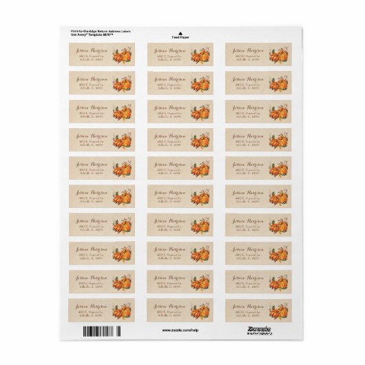 Herfst Pumpkins Leaves Etiket (Full Sheet)