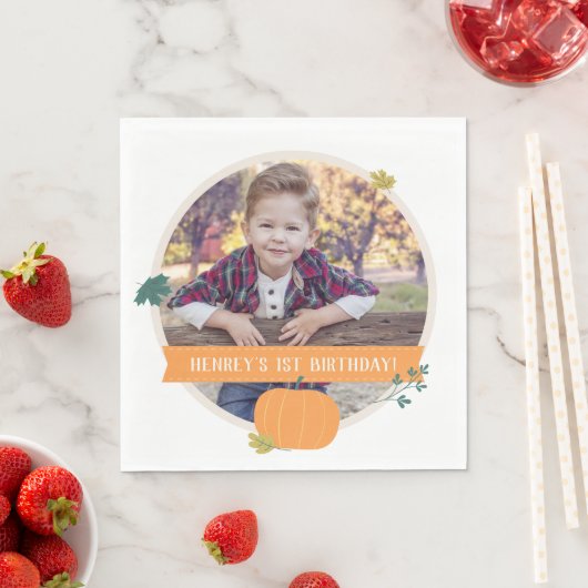 Herfst Pumpkins & Leaves Foto van Birthday Party Servet (Insitu)