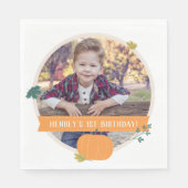 Herfst Pumpkins & Leaves Foto van Birthday Party Servet (Voorkant)