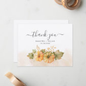 Herfst Pumpkins Leaves Wedding Bedankt Notitiekaartje (Voorkant / Achterkant in situ)