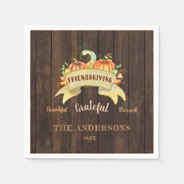 Herfst Pumpkins Leaves Wood Happy Thanksgiving Servet