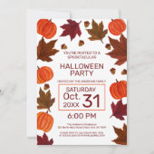 Herfst Pumpkins Maple Leaves Waterverf Halloween Kaart (Voorkant)