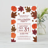 Herfst Pumpkins Maple Leaves Waterverf Halloween Kaart (Staand voorkant)