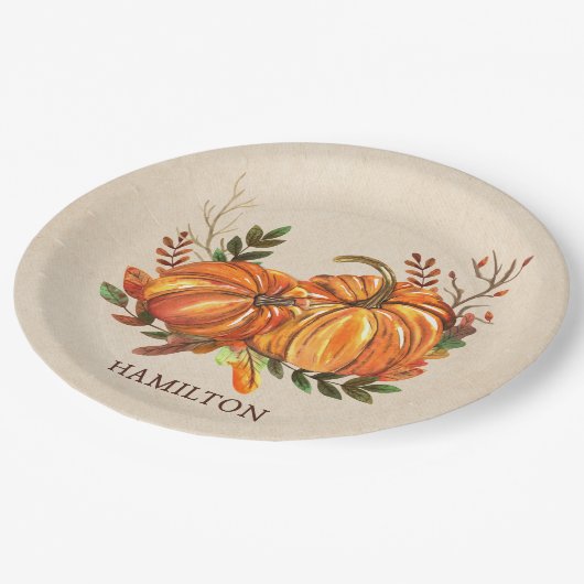 Herfst Pumpkins Papieren Bordje (Gekanteld)