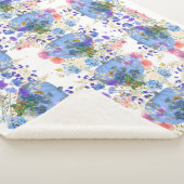 Herfst Pumpkins Pastel Blue Botanical Floral Sherpa Deken (3/4)