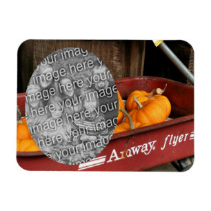 Herfst Pumpkins Red Wagon Uw foto toevoegen Magneet