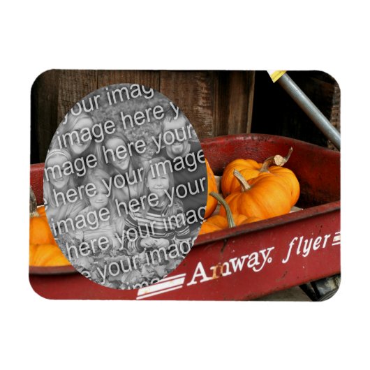 Herfst Pumpkins Red Wagon Uw foto toevoegen Magneet (Horizontaal)