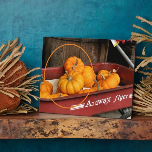 Herfst Pumpkins Red Wagon Voeg je eigen foto toe Fotoplaat (Zijkant)