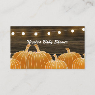 Herfst Pumpkins & String Lights Rustic Diaper Raff Informatiekaartje
