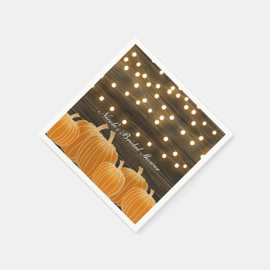 Herfst Pumpkins & String Lights Rustic Vrijgezelle Servetten (Hoek)