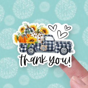 Herfst Pumpkins Sunflower Pickup Truck Hartelijk d Sticker
