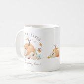 Herfst Pumpkins Waterverf Autumn Leaves en Floral Koffiemok (Voorkant links)