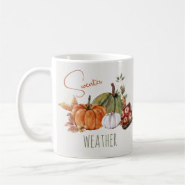 Herfst Pumpkins Waterverf Autumn Leaves en Floral Koffiemok
