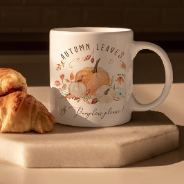 Herfst Pumpkins Waterverf Autumn Leaves en Floral Koffiemok