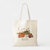 Herfst Pumpkins Waterverf Autumn Leaves en Floral Tote Bag (Achterkant)