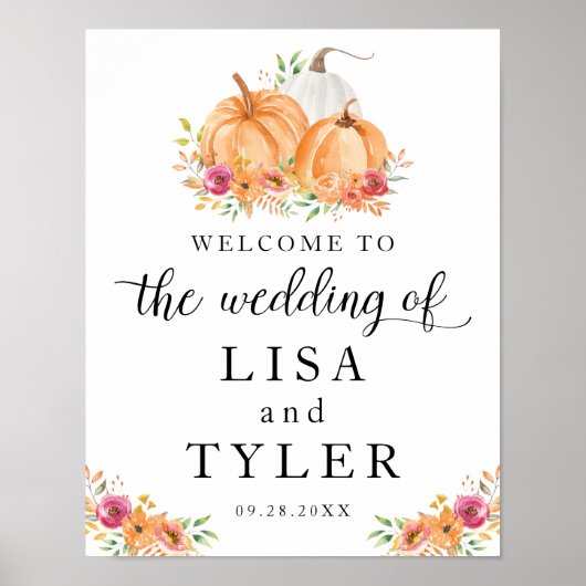 Herfst Pumpkins Wedding Welcome Poster (Voorkant)
