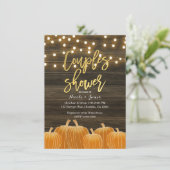 Herfst Pumpkins Wood Licht Gold Couple's Shower Kaart (Staand voorkant)