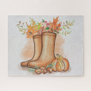 Herfst puzzel, Thanksgiving laarzen, moeilijk Legpuzzel