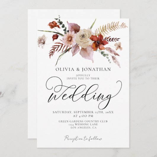 Herfst QR-code alles in één bloemenbudget bruiloft Kaart (Voorkant / Achterkant)