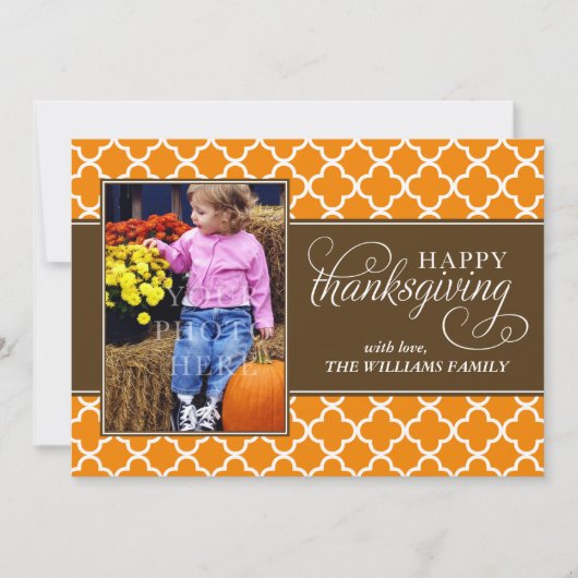 Herfst Quatrefoil Thanksgiving Kaarten (Voorkant)