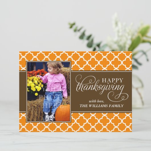 Herfst Quatrefoil Thanksgiving Kaarten (Staand voorkant)