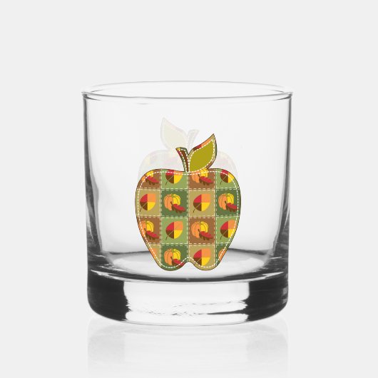 Herfst Quilt Whisky Glas (Voorkant)