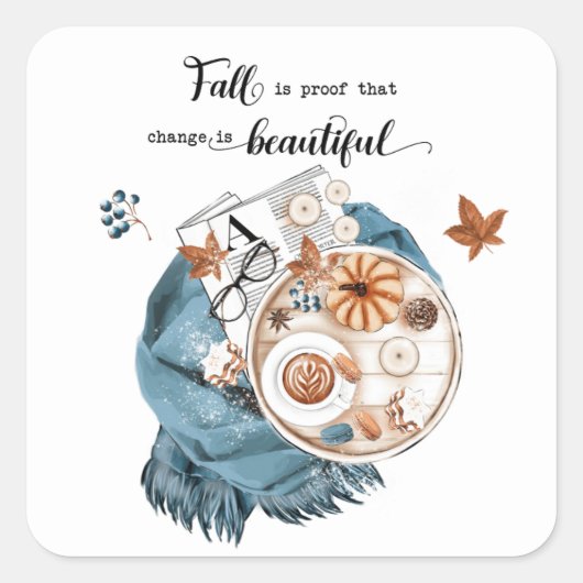Herfst Quote Vierkante Sticker (Voorkant)