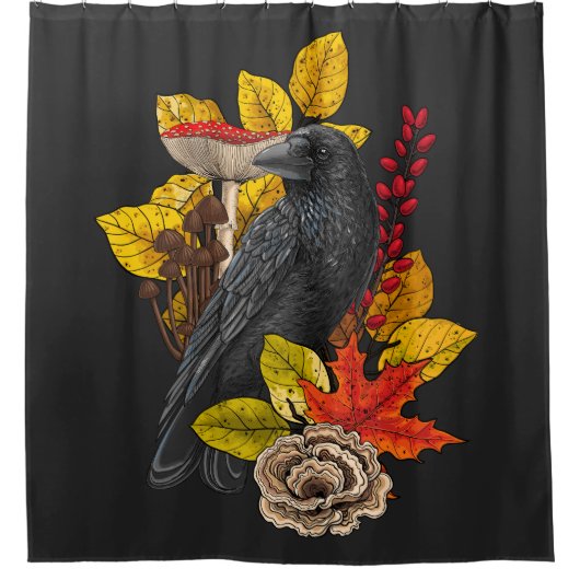 Herfst raaf 2 douchegordijn (Voorkant)