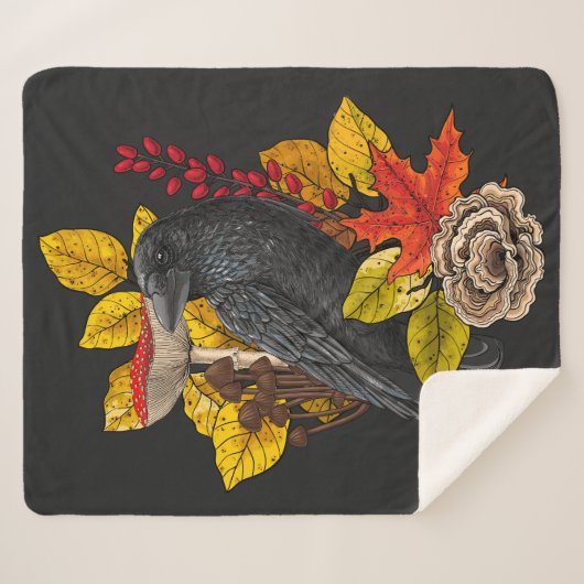 Herfst raaf 2 sherpa deken (Voorkant (horizontaal))