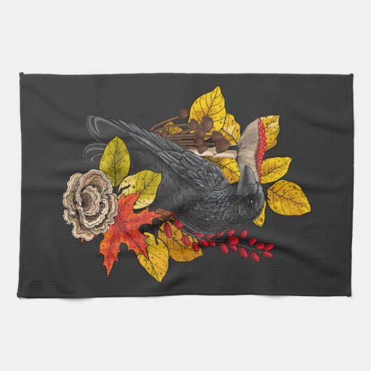 Herfst raaf 2 theedoek (Horizontaal)