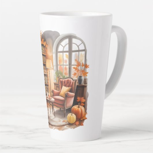 Herfst raam lees mokken — Knusse stoel & boeken (Rechterhoek)