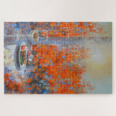 Herfst raam met wijn en dessert legpuzzel (Horizontaal)