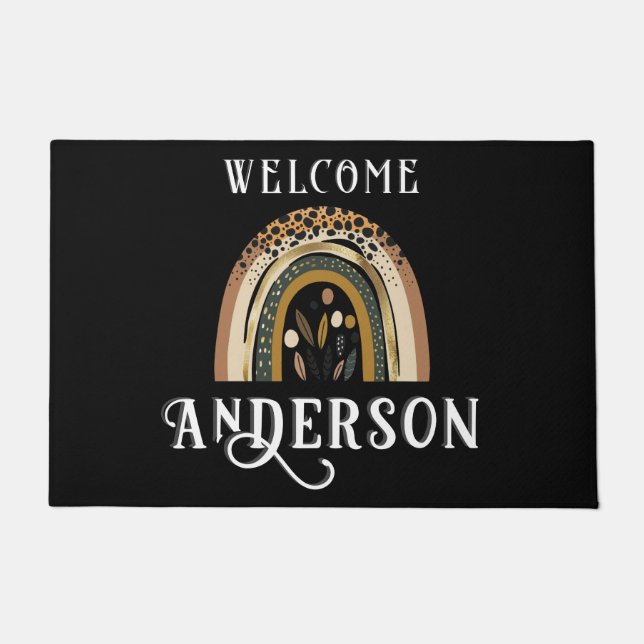 Herfst Rainbow Familienaam Welkom Mat (Voorkant)