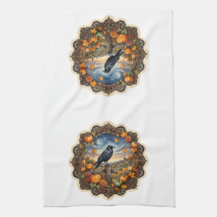 Herfst Raven's Watch Vintage Halloween Kunst Theedoek