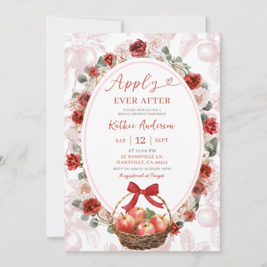 Herfst Red Apple Toile Vrijgezellenfeest Kaart (Voorkant)