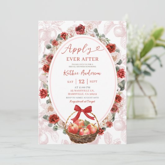 Herfst Red Apple Toile Vrijgezellenfeest Kaart (Staand voorkant)